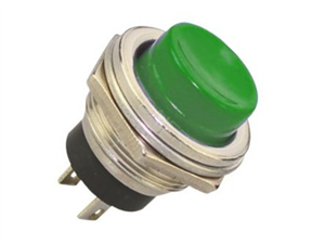 Picture of PUSH BUTTON SWITCH N.O. SPST 3A GREEN M16 D=19mm