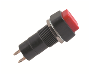 Picture of PUSH BUTTON SQ SWITCH N.O. SPST 3A RED SOLDER M12