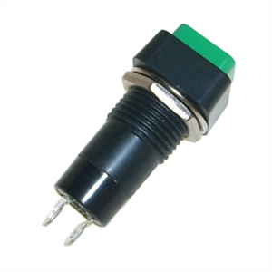 Picture of PUSH BUTTON SQ SWITCH N.O. SPST 3A GREEN SOLDER M1