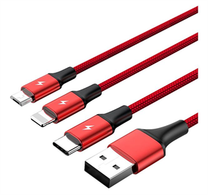 Picture of 1.2M 3-IN-1 USB CHARGING CABLE RED