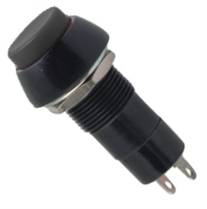 Picture of PUSH BUTTON SWITCH N.O. SPST 3A BLACK SOLDER M12 D