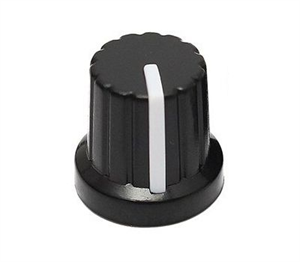 Picture of KNOB BLACK WITH WHITE MARKER 6mm KNOB 11x15