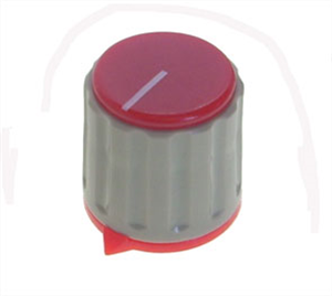 Picture of CAPPED KNOB 21mm POINT 6.4MM SHAFT RED & GREY